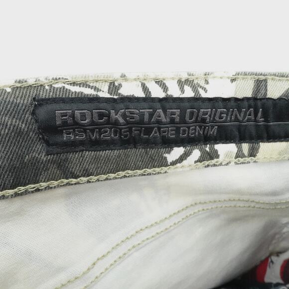 Rockstar Original Jeans Men 30x34 Brown Shake Tree Camo Stacked Flare Streetwear - Picture 7 of 13